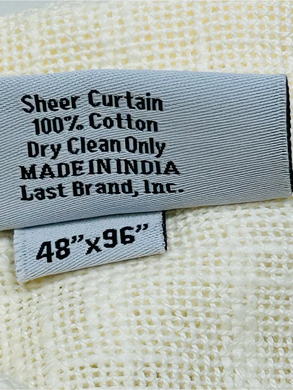 NWT QUINCE Set Of 2 48x96 Cotton Sheer Curtains Ivory 9710